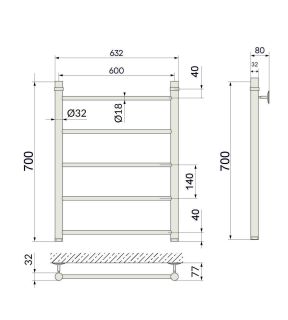 Полотенцесушитель водяной Indigo Line LLW70-60 70x60 см хром